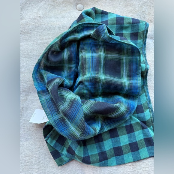 J Jill Blue Green Plaid Infinity Scarf 100% Cotton Fall Cozy New - NWT - Picture 4 of 5